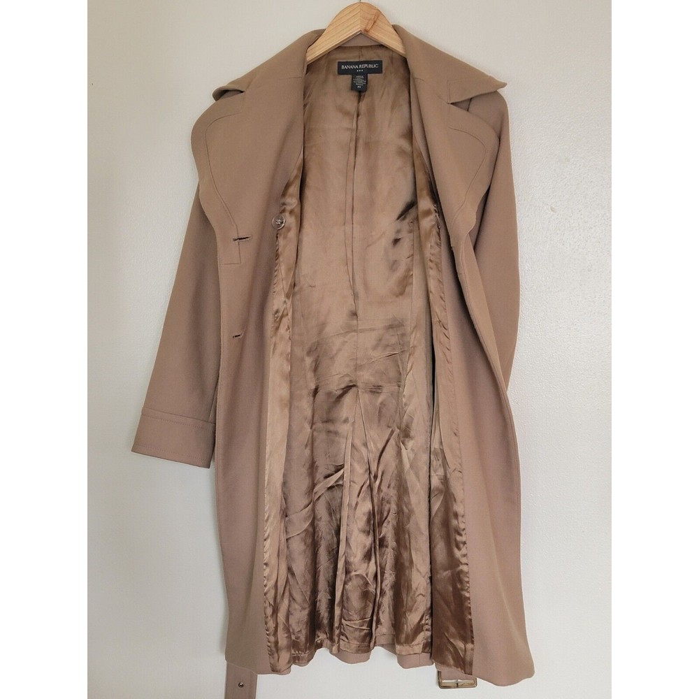 Banana Republic Womens Wool Blend Belted Double Brested Size XS Camel Rn54023 - Picture 10 of 12